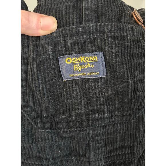 VTG Oshkosh B‘Gosh Black Corduroy Carpenter Vestback Overalls Size 12 Months - Picture 4 of 13
